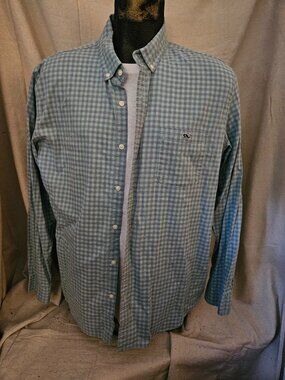 Men's Long Sleeve Classic Mint Condition Vineyard Vine's Gingham L/S Shirt XXL